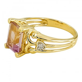 9ct gold Amethyst / Diamond Ring size N